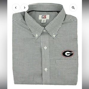 University of Georgia Black Tattersall Button Down by Cutter & Buck